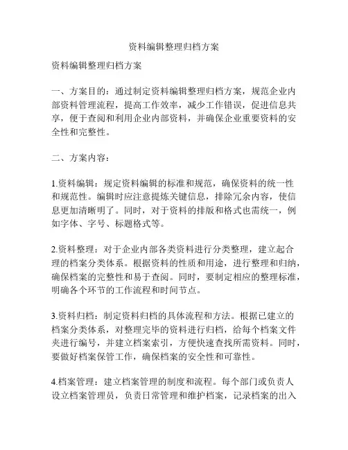 资料编辑整理归档方案