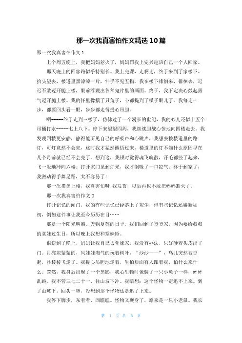 那一次我真害怕作文精选10篇