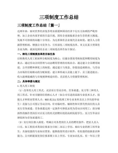 三项制度工作总结