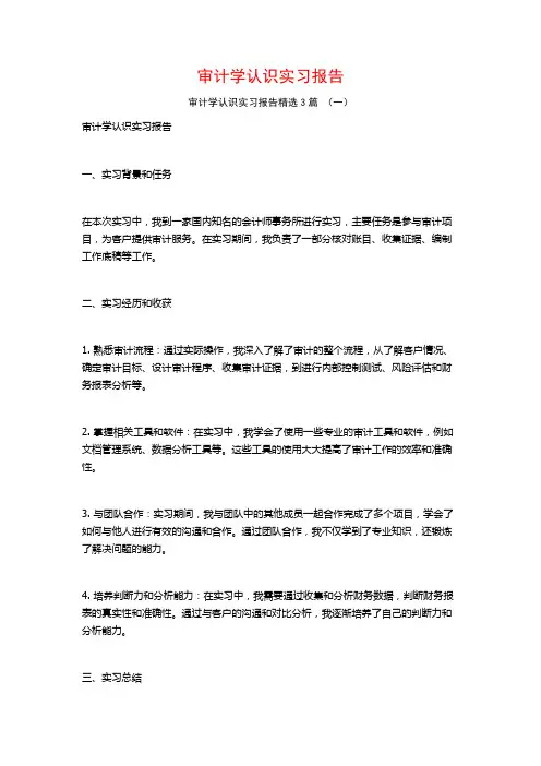 审计学认识实习报告3篇