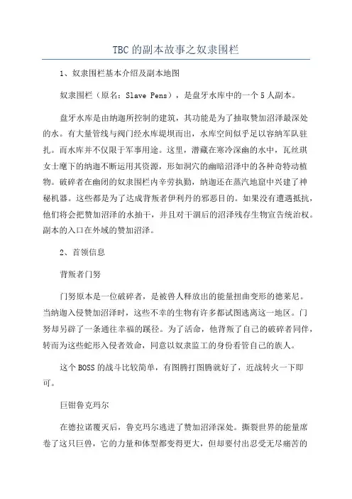 TBC的副本故事之奴隶围栏