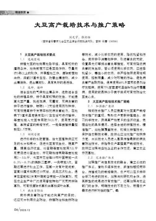 大豆高产栽培技术与推广策略