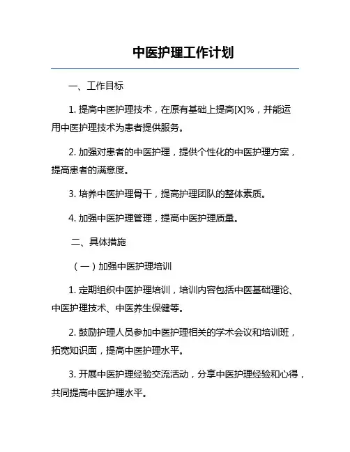 中医护理工作计划
