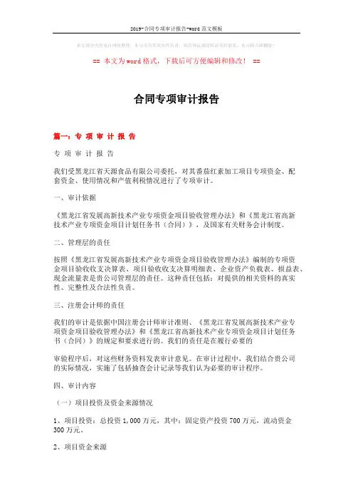 2019-合同专项审计报告-word范文模板 (7页)
