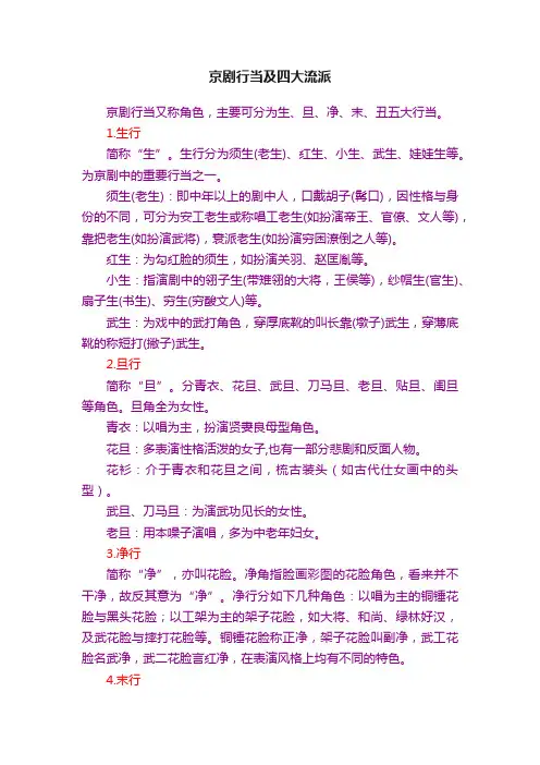 京剧行当及四大流派
