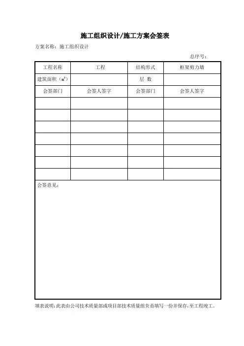 施工组织设计方案会签表