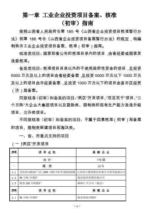 工业企业投资项目备案