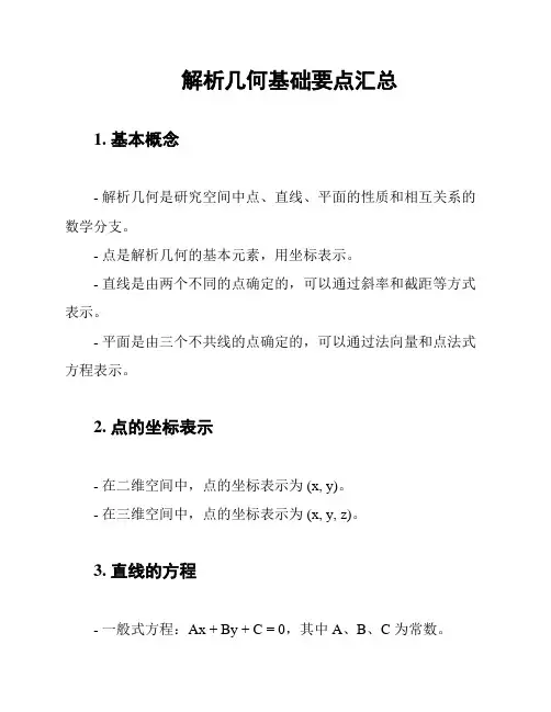 解析几何基础要点汇总