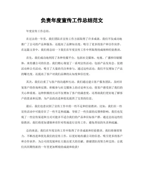 负责年度宣传工作总结范文