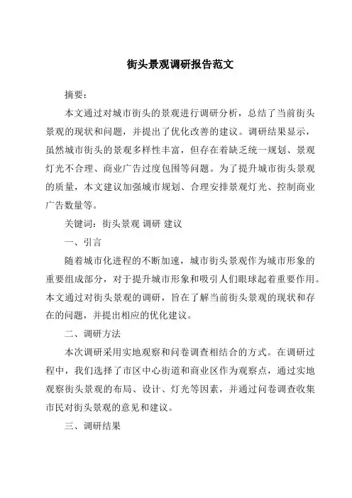 街头景观调研报告范文