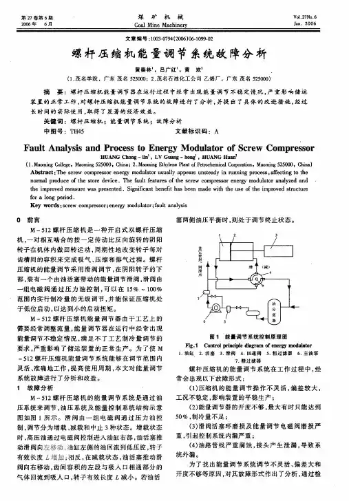 螺杆压缩机能量调节系统故障分析
