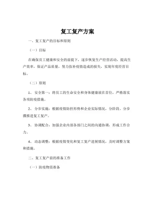 复工复产方案