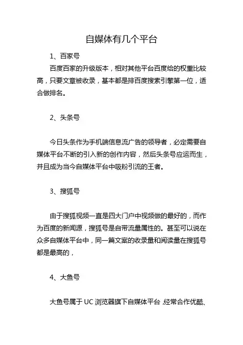 自媒体有几个平台