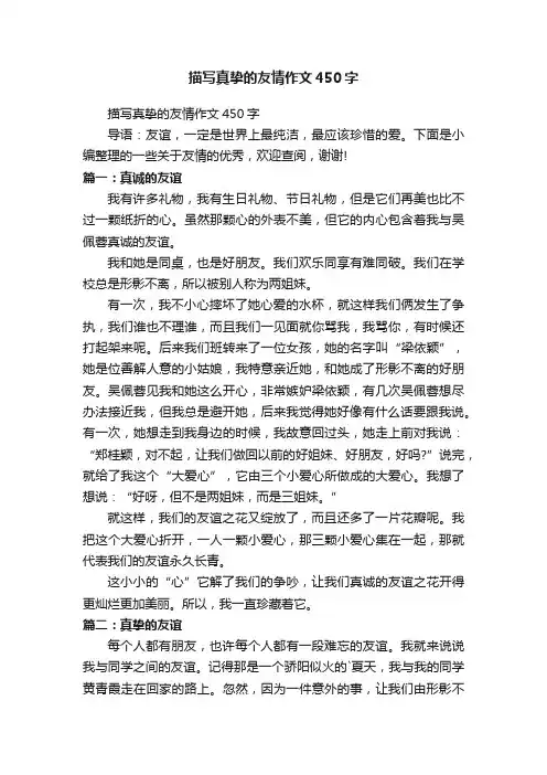 描写真挚的友情作文450字