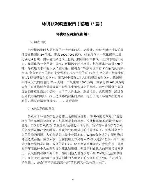 环境状况调查报告(精选13篇)