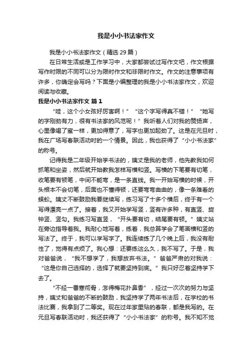 我是小小书法家作文