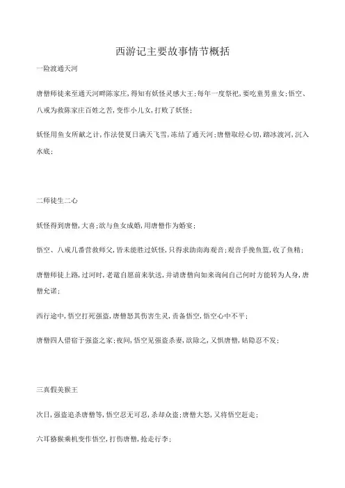 西游记主要故事情节概括