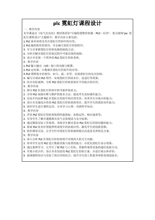 plc霓虹灯课程设计