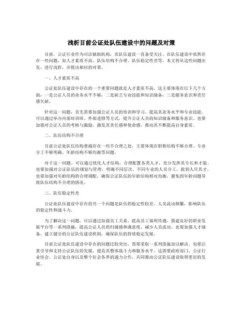 浅析目前公证处队伍建设中的问题及对策