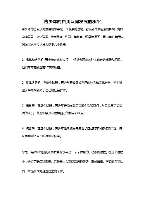 青少年的自我认同发展的水平