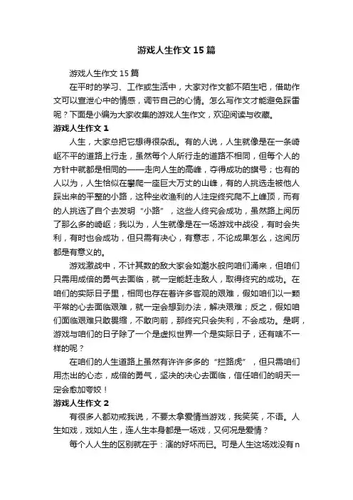 游戏人生作文15篇