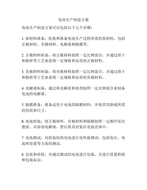 电池生产制造方案