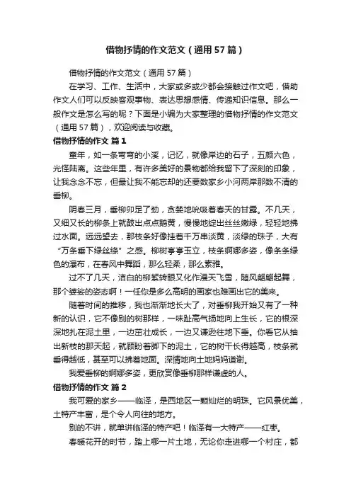借物抒情的作文范文（通用57篇）