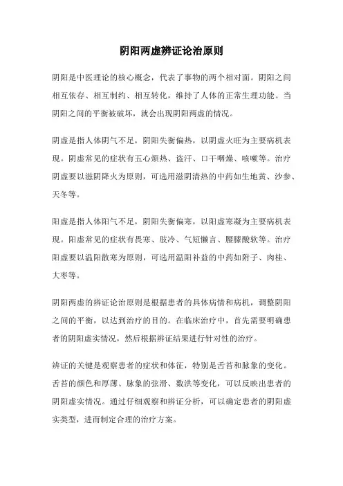 阴阳两虚辨证论治原则