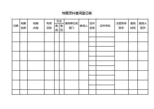 档案资料查阅登记表