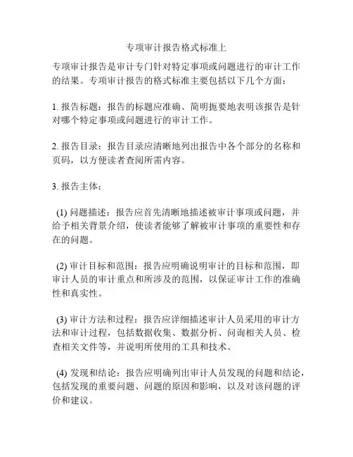 专项审计报告格式标准上