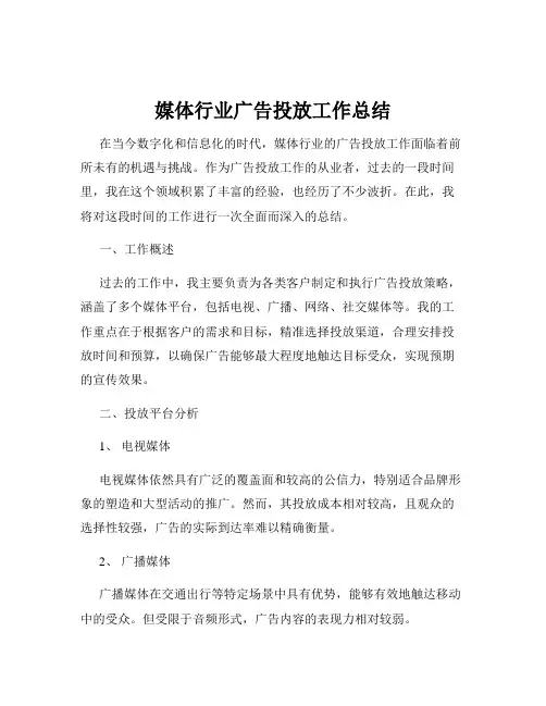媒体行业广告投放工作总结