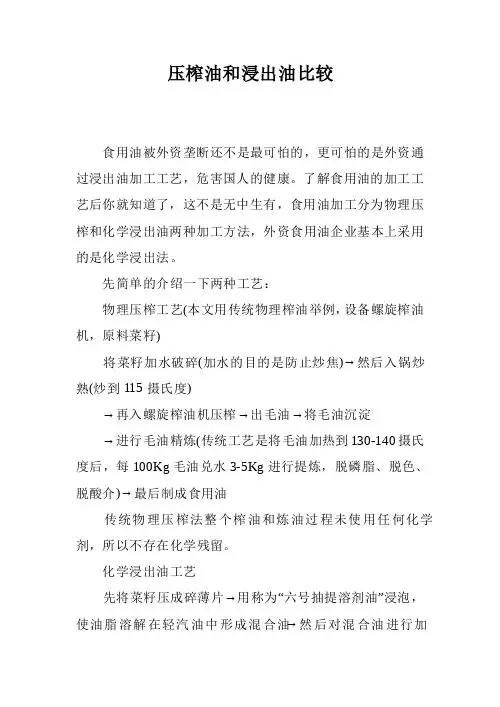 压榨油和浸出油比较