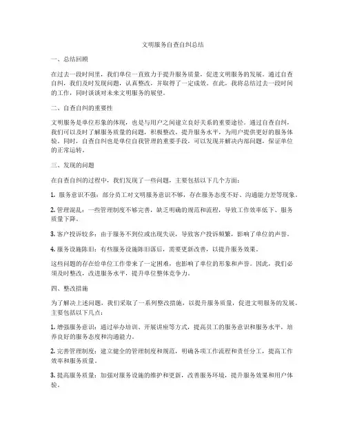 文明服务自查自纠总结