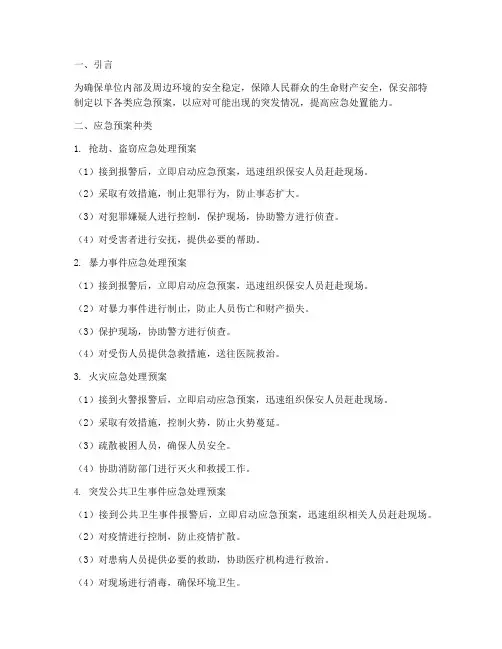 保安部各类应急预案