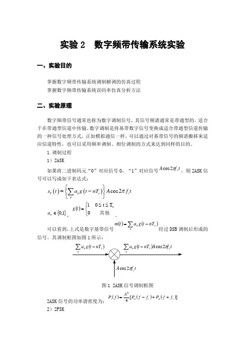 通信原理实验2数字频带传输系统实验