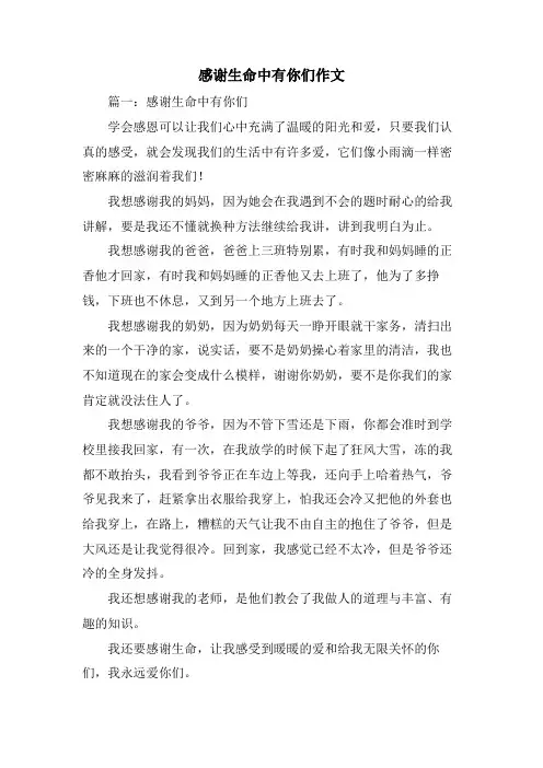 感谢生命中有你们作文