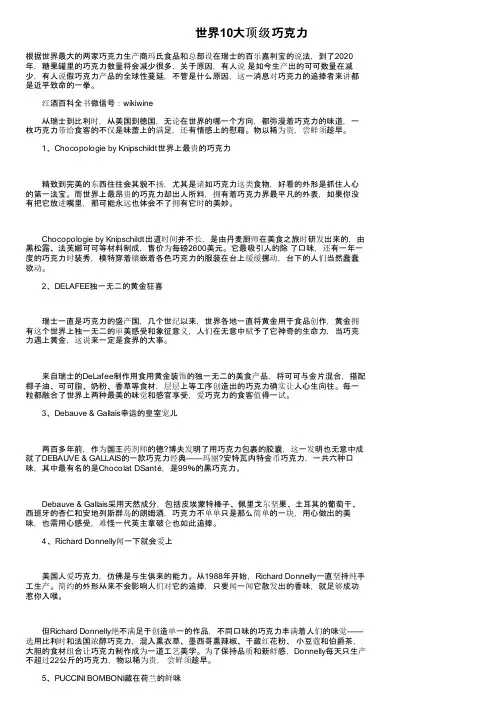 世界10大顶级巧克力