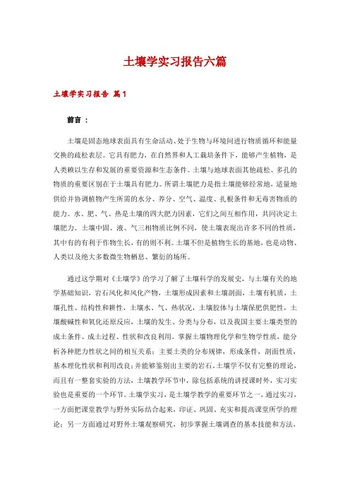 土壤学实习报告六篇