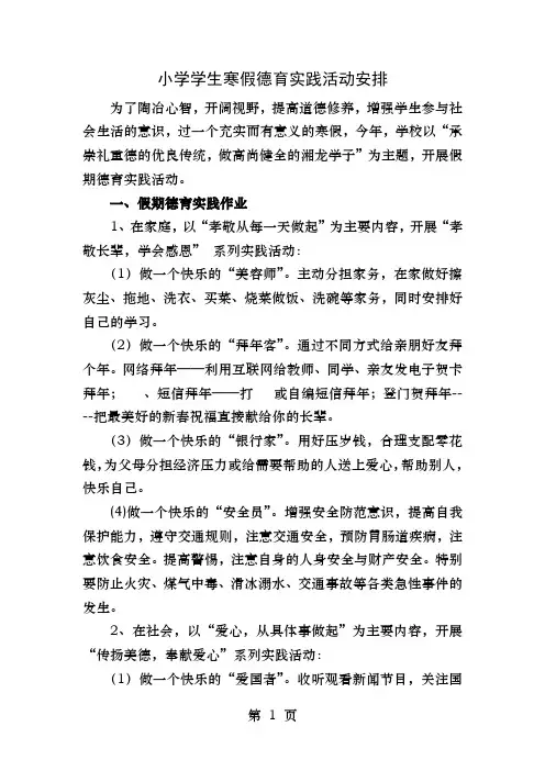 小学德育实践作业