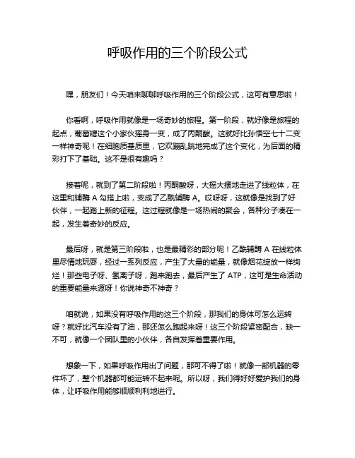 呼吸作用的三个阶段公式