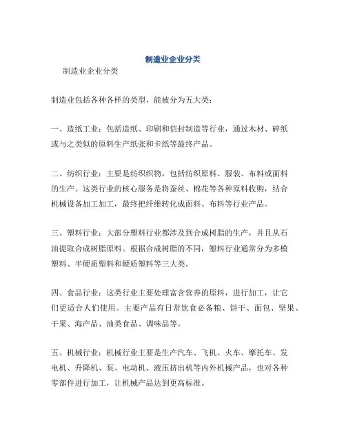 制造业企业分类
