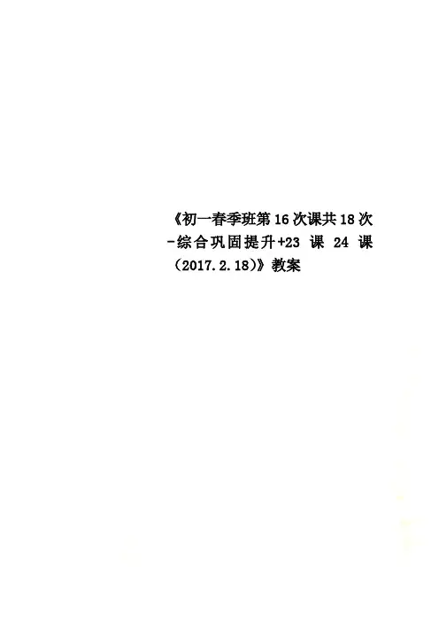 《初一春季班第16次课共18次-综合巩固提升+23课24课(2017.2.18)》教案