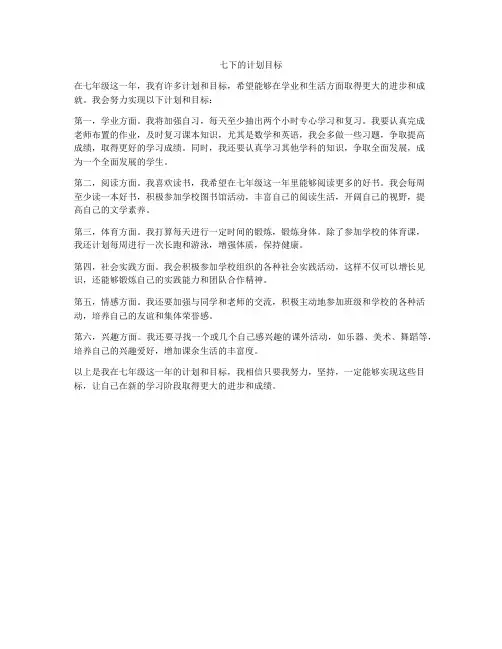 七下的计划目标