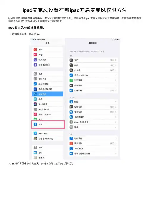 ipad麦克风设置在哪ipad开启麦克风权限方法