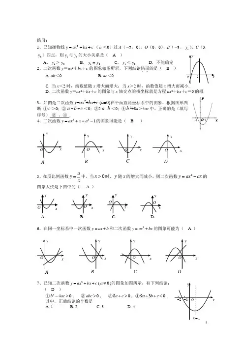 二次函数抛物线,与方程关系,例题及解析