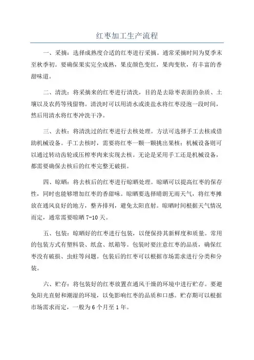 红枣加工生产流程
