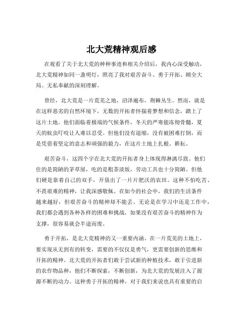 北大荒精神观后感