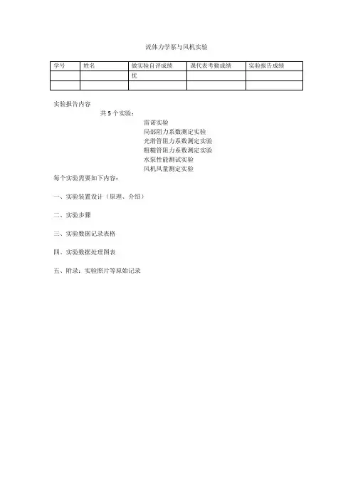 广东工业大学流体力学实验报告