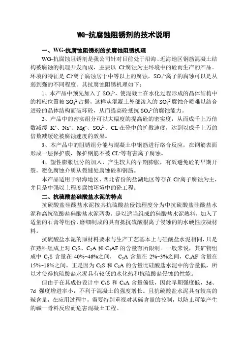 WG-抗腐蚀阻锈剂的技术说明