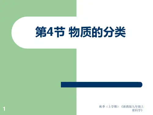 浙教版九年级上册科学2.4物质的分类